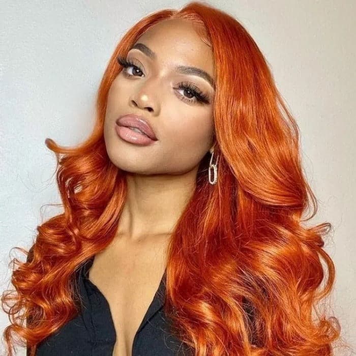 Urgirl Cinnamon Orange Ginger Colored Body Wave Lace Front Wig Human Hair Beauty Must Haves