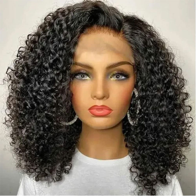 Urgirl HD Transparent Mongolian Kinky Curly Lace Front Wig Human Hair Pre Plucked for Black Women Glueless