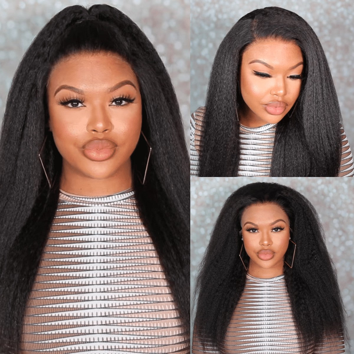 Urgirl Kinky Straight Wig Human Hair 150% Natural Density 13x4 Lace Front Wigs
