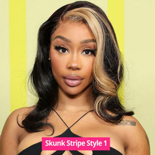 Urgirl Face-Framing Blonde Highlights Color Loose Body Wave Lace Wig Glueless