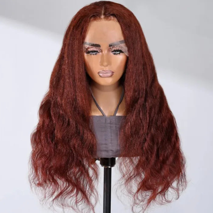 Urgirl 13x4 Lace Front Yaki Body Wave Reddish Brown Wig