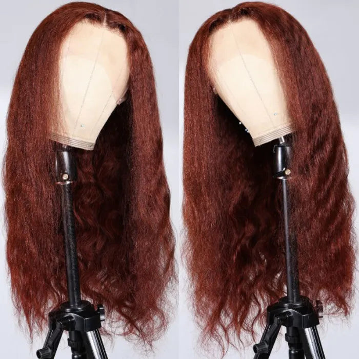 Urgirl 13x4 Lace Front Yaki Body Wave Reddish Brown Wig