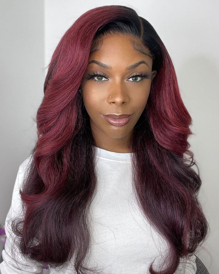 Urgirl Kinky Straight Body Wave Ombre Color Lace Front Wigs 1B 99J Human Hair With Dark Roots