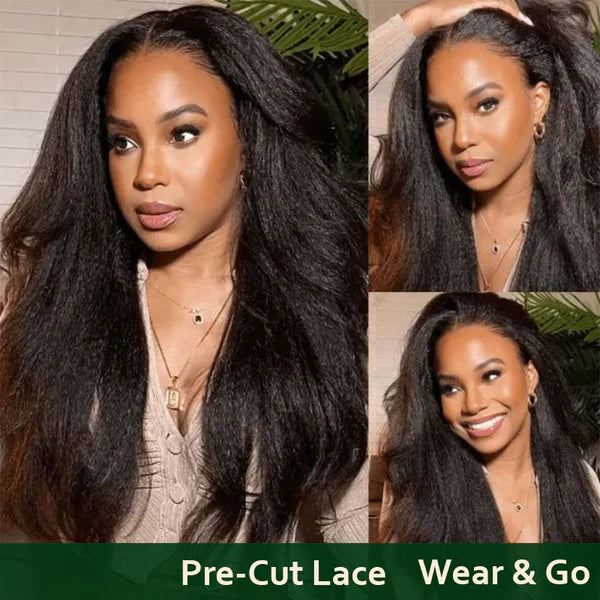 Urgirl Pre-Cut Lace Wig Wear & Go kinky straight Weave Human Hair Wig Beginner Wig Quick Wigs