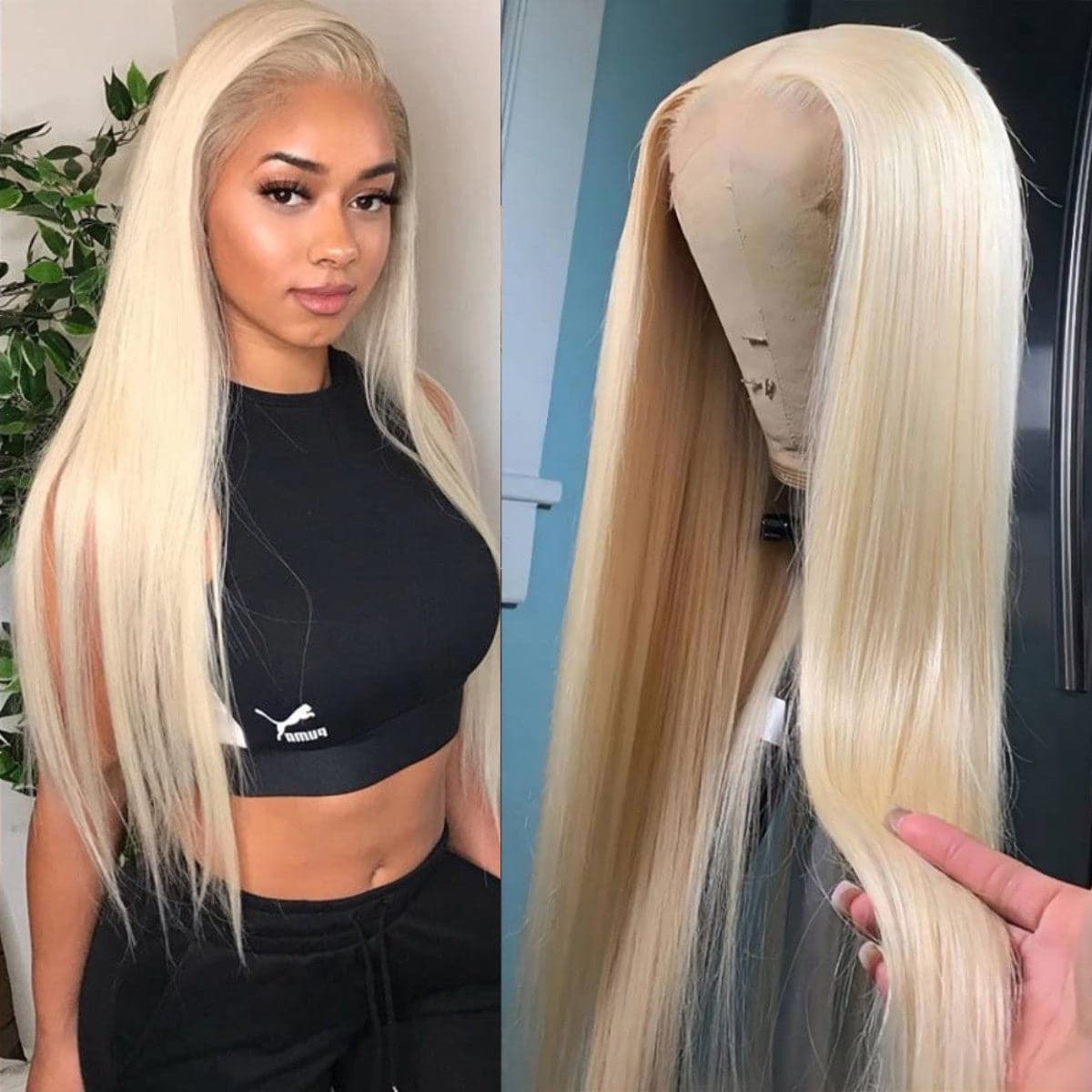180% Density 613 Color Bone Straight 13x4 Lace Front Wig Urgirl Honey Blonde Human Hair