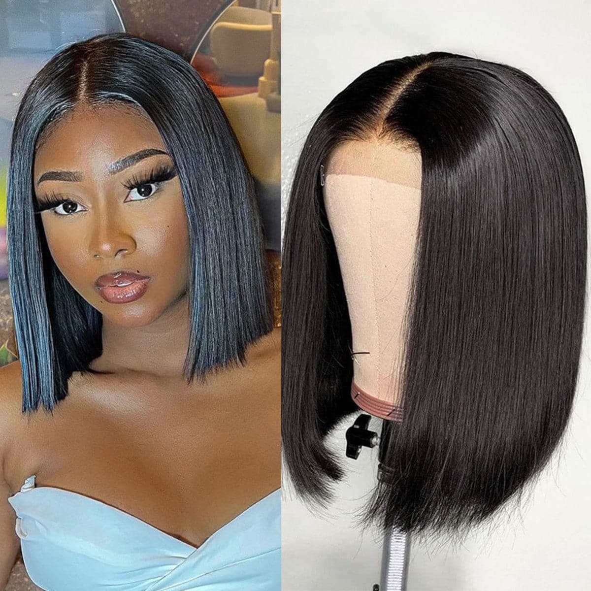Urgirl Asymmetrical Bob Wigs Blunt Haircuts Lace Front Wigs with Side Part Perfect For Any Face Shapes
