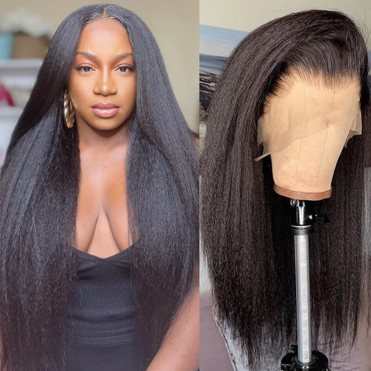 Limited Sale Urgirl Kinky Straight Wig Human Hair 180% Natural Density 13x4 Lace Front Wigs