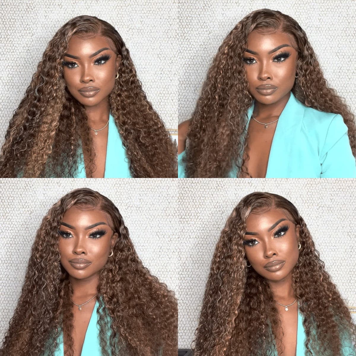 Urgirl Kinky Curly Highlight Wig Human Hair 13x4 Lace Front Wigs with Honey Blonde Highlights