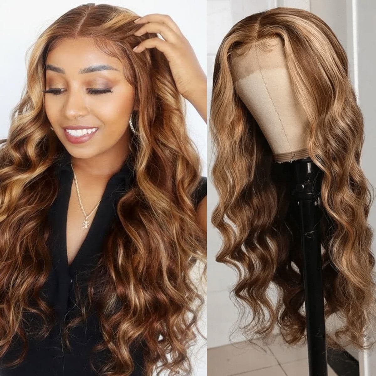 Limited Sale Urgirl Honey Blonde Highlight Body Wave 13x4 Lace Front Wigs 100% Virgin Human Hair Wigs
