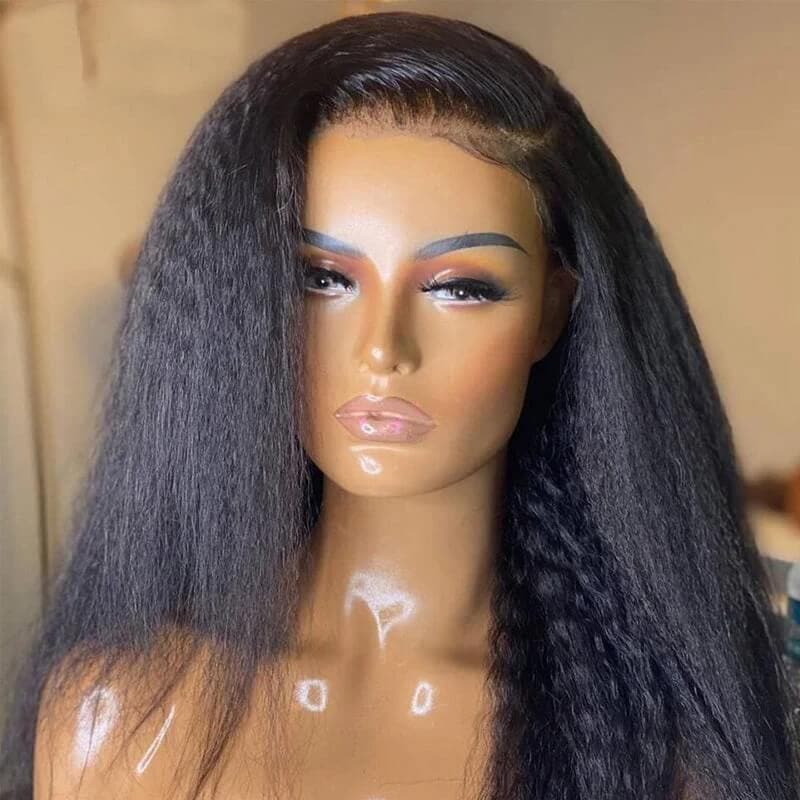Urgirl Kinky Straight Wig Human Hair 150% Natural Density 13x4 Lace Front Wigs