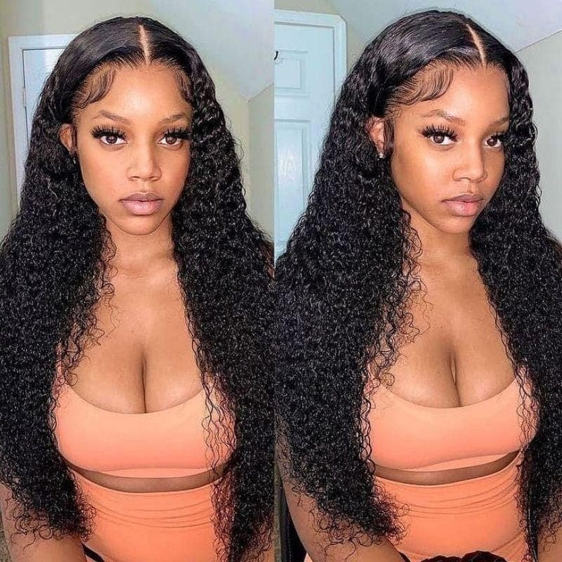 Urgirl Jerry Curly 4x4 Transparent Lace Closure Wigs Remy Human Hair Lace Wigs