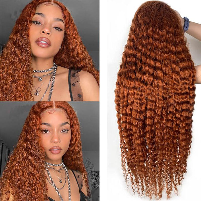 Urgirl Ginger Lace Front Human Hair Wig Colored Water Weave Human Hair Wigs