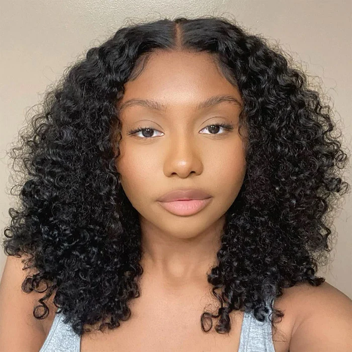 Urgirl HD Lace Jerry Curly Short Bob Wig Guleless 13x4 Lace Front Wig