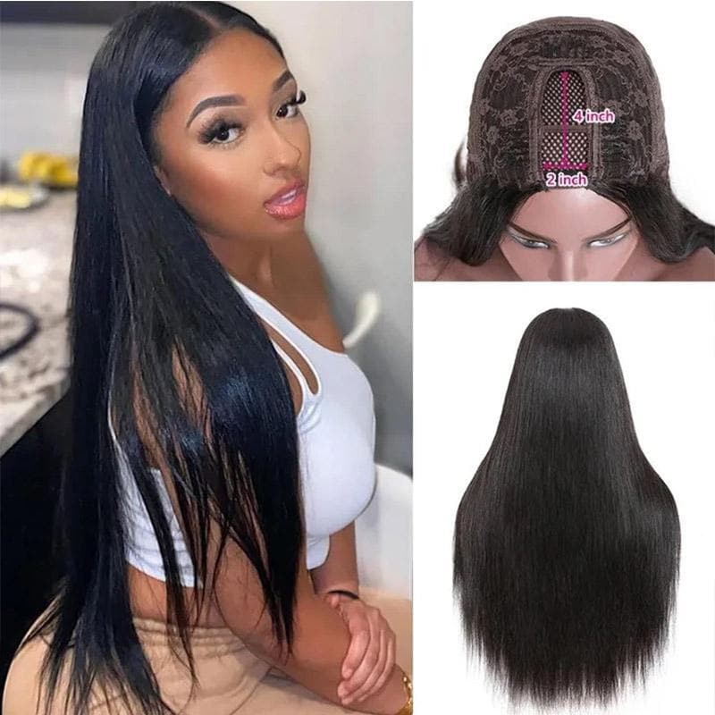 Urgirl Silk Straight U Part Wigs 100% Virgin Human Hair Wigs Great Scalp Protective Wigs