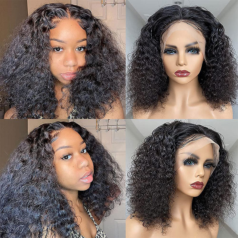Limited Sale Urgirl TransparentKinky Curly Lace Front Wigs Glueless Bob Curly Human Hair Wigs