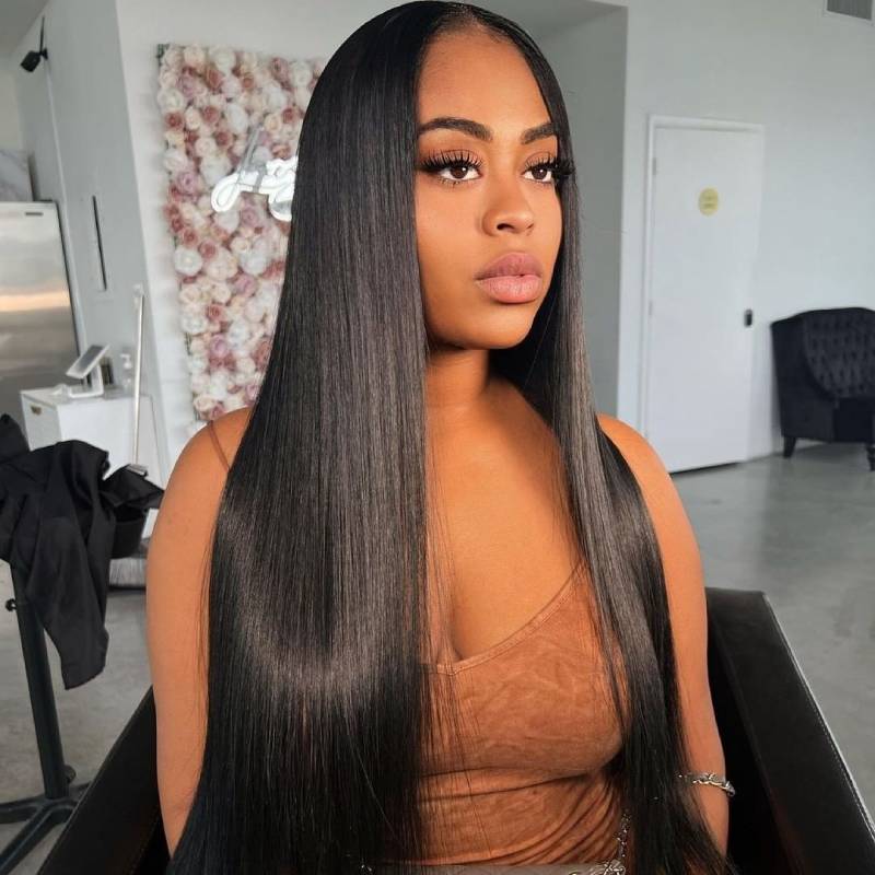 Urgirl 13x4 HD Lace Front Glueless Wigs Tangle-Freely Straight Human Hair Wigs 180% Density