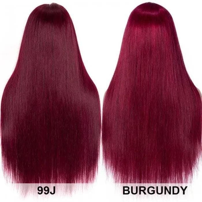 Urgirl Burgundy Color Straight Hair Lace Part Wig Fake Scalp Wig 150% Density For Sale