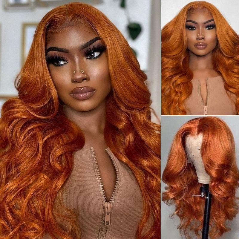 Limited Sale Urgirl Orange Ginger Colored Body Wave 13x4 Lace Front Wigs Spring Must Have Color wigs