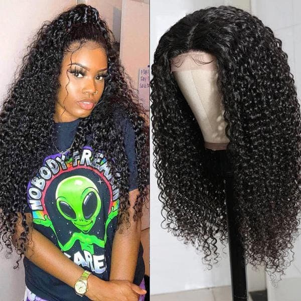 Urgirl Curly Hair Lace Part Wigs 100% Virgin Hair Realistic Human Hair Wigs 150% Density