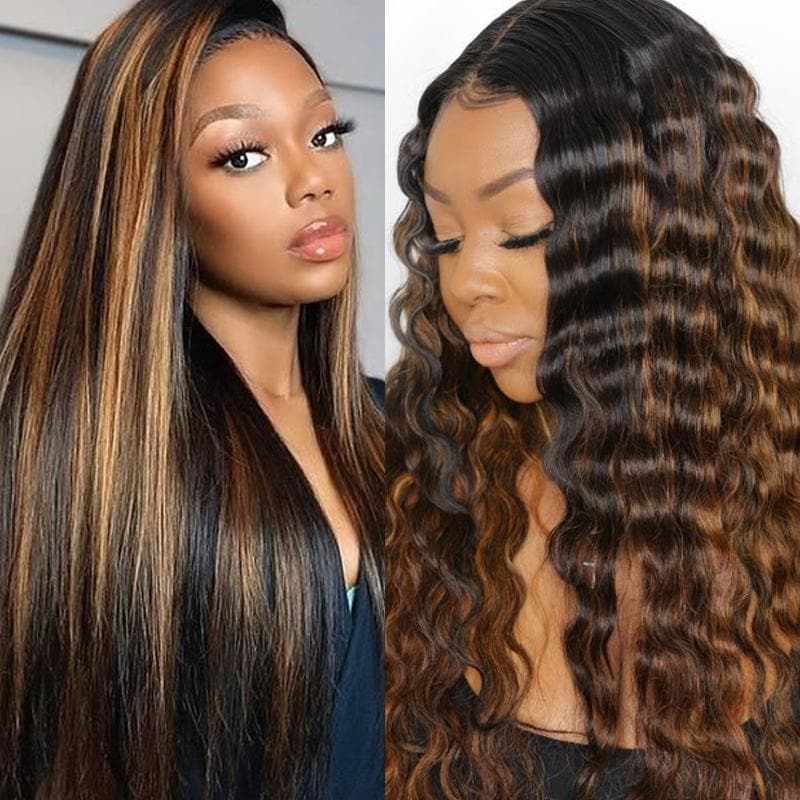 Urgirl Shadow Root Bronde Highlight Body Wave Human Hair Wigs #FB30 Balayage Color Lace Front Wigs