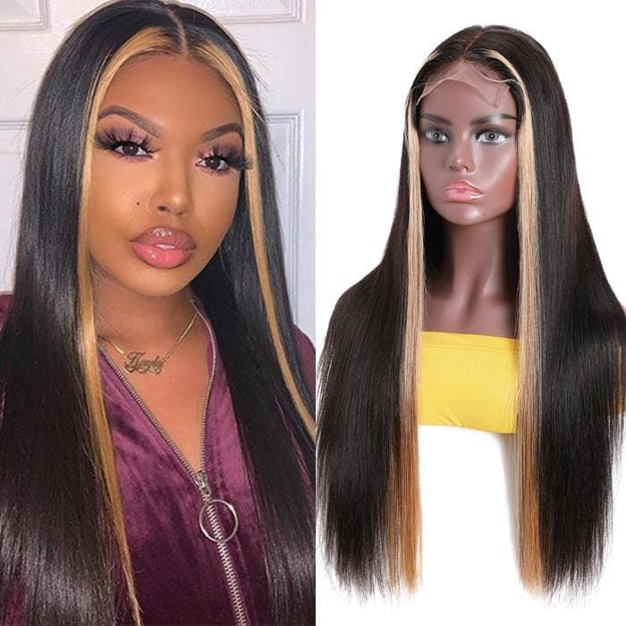 Free Fast Shipping | High Quality Virgin Human Hair Straight Hair Wigs Lace Part Wig TL27 Color Hair Wigs