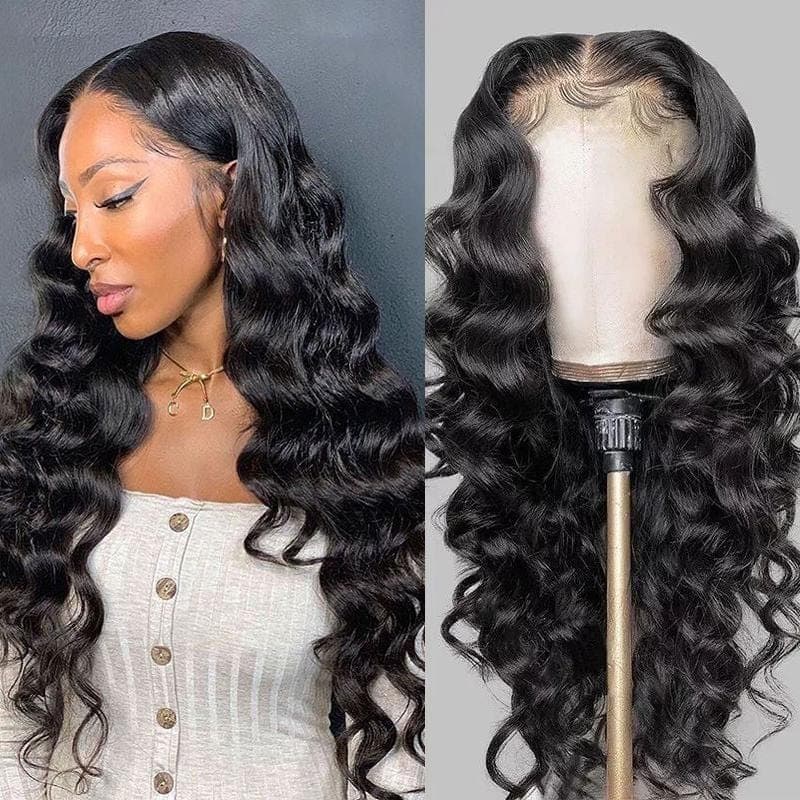 Urgirl Loose Wave 13x4 Lace Front Human Hair Wigs Big Heatless Curls Hairstyle 150% Density
