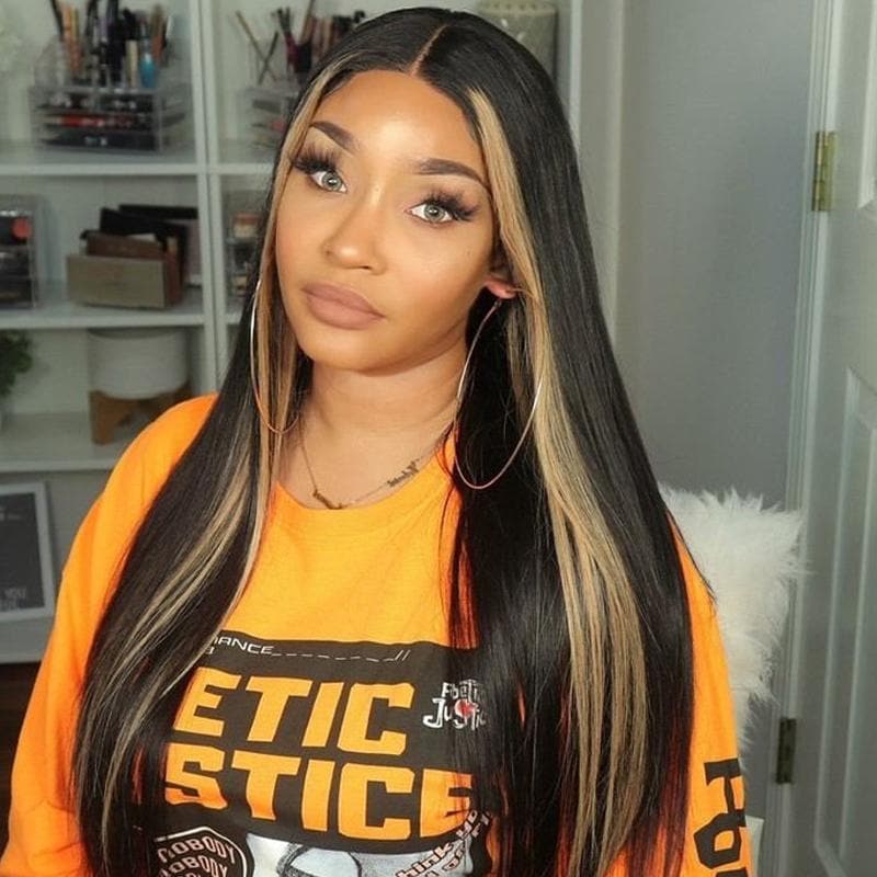 Urgirl 100% High Quality Virgin Human Hair Straight Hair Wigs Lace Part Wig TL27 Color Hair Wigs