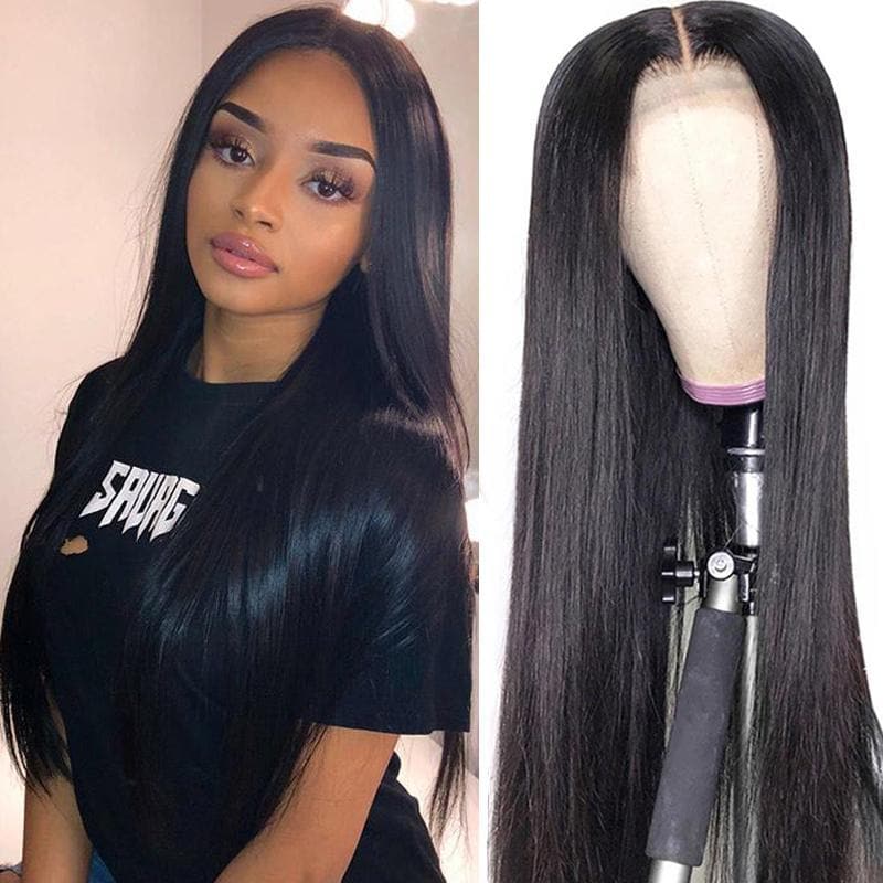 Urgirl Silk Straight Hair 4x4 Transparent Lace Closure Wigs Remy Human Hair Wigs 150% Density Youth Series