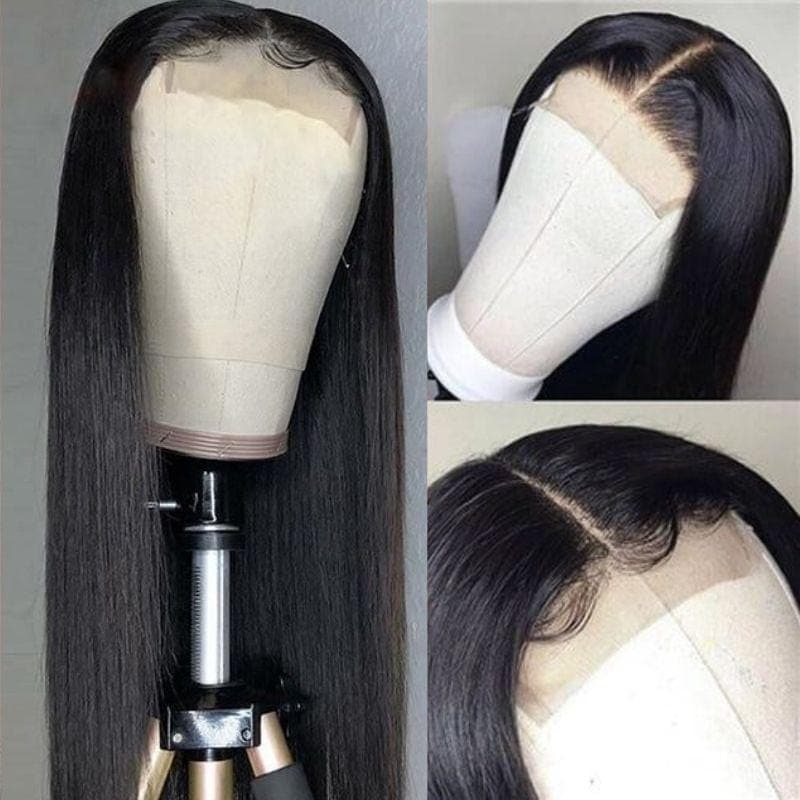 Urgirl Silk Straight Hair 4x4 Transparent Lace Closure Wigs Remy Human Hair Wigs 150% Density Youth Series