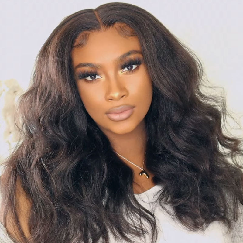 Urgirl Kinky Weave Human Hair Wigs Natural Color 180% Density 13x6 Lace Front Wigs