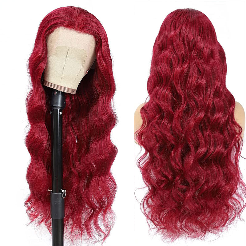 Urgirl Red Color Lace Front Wigs Long Body Wave Natural Hair 13X4 Lace Wigs for Women