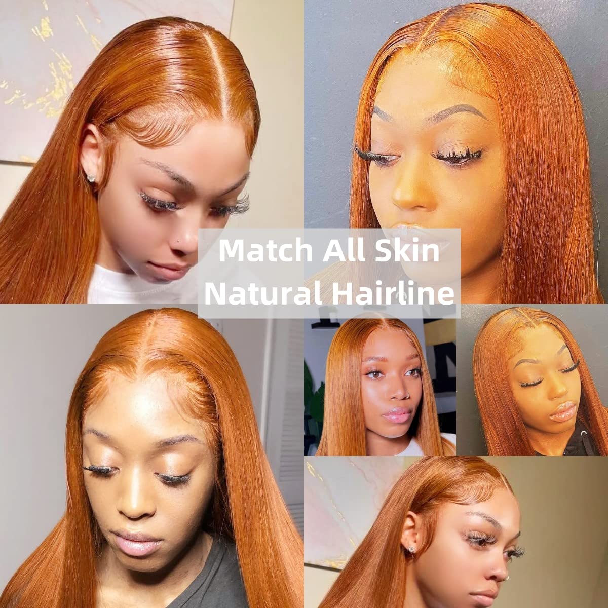 Urgirl Ginger Colored 13X4 Invisible Lace Front Wigs Human Hair Straight Virgin Lace Front Wigs 150% Density Pre Plucked With Natural Hairline