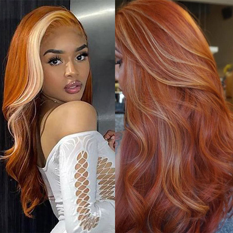 Urgirl Ginger with 613 Blonde Color Highlights 13x4 Straight Lace Front Wig