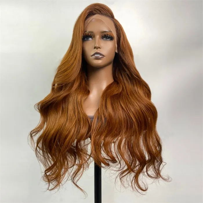 Urgirl Honey Brown Virgin Human Hair Body Wave Lace Front Wig
