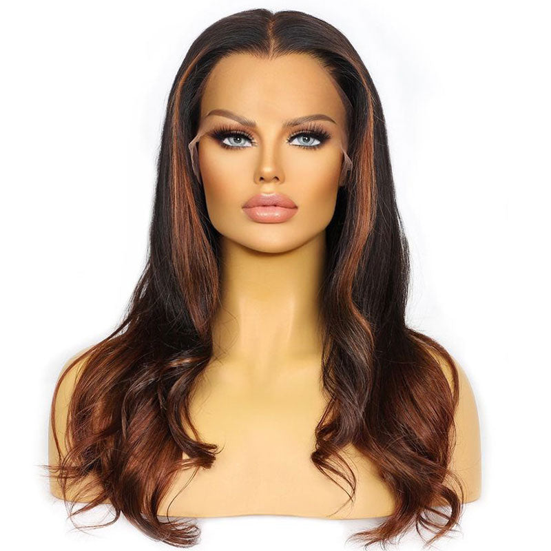 Urgirl Hd Ombre Brown Glueless Wigs HD Lace Auburn Brown Natural Wave