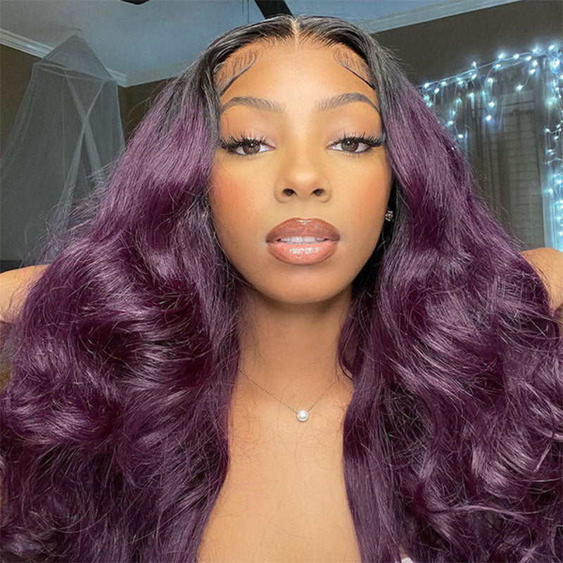 Urgirl Ombre Color Smokey Deep Purple 13x4 Lace Front Body Wave Wigs