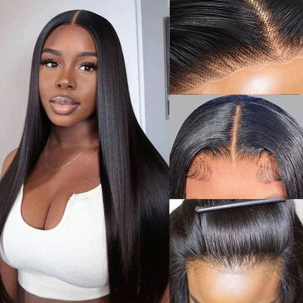 Urgirl Pre-Cut Lace Wig Wear & Go Straight Wave Human Hair Wig Beginner Wig Quick Wigs