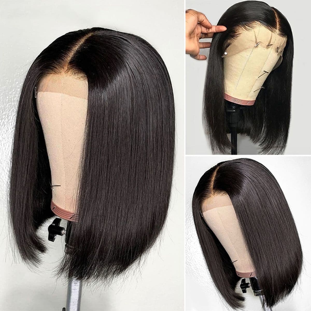 Urgirl Asymmetrical Bob Wigs Blunt Haircuts Lace Front Wigs with Side Part Perfect For Any Face Shapes