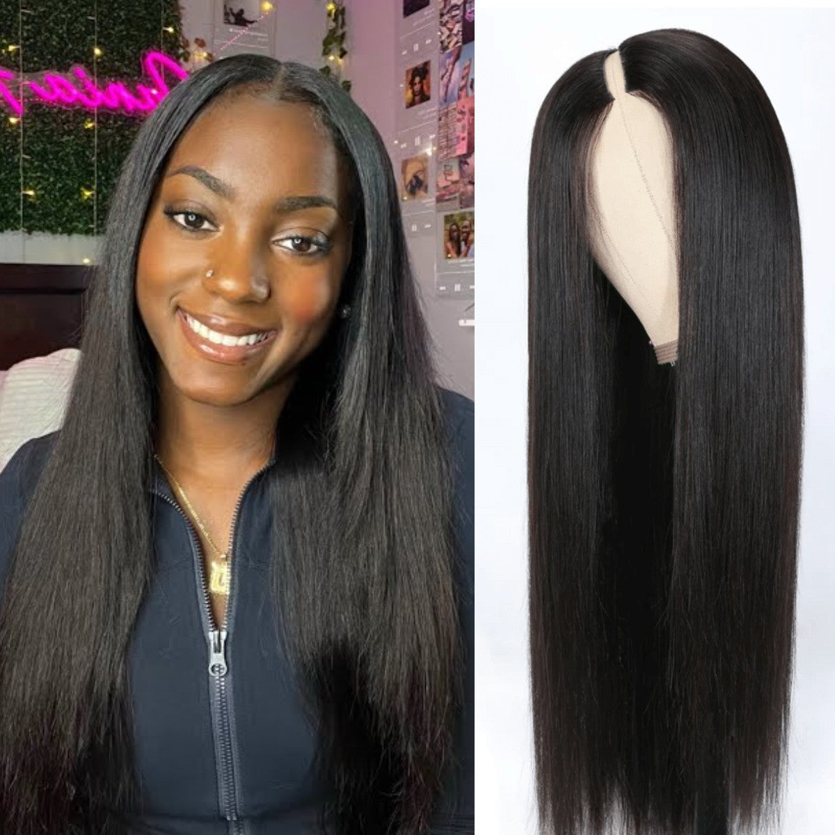 Urgirl Silk Straight Vpart Wigs No Leave Out Natural Scalp Protective Wigs Beginner Friendly