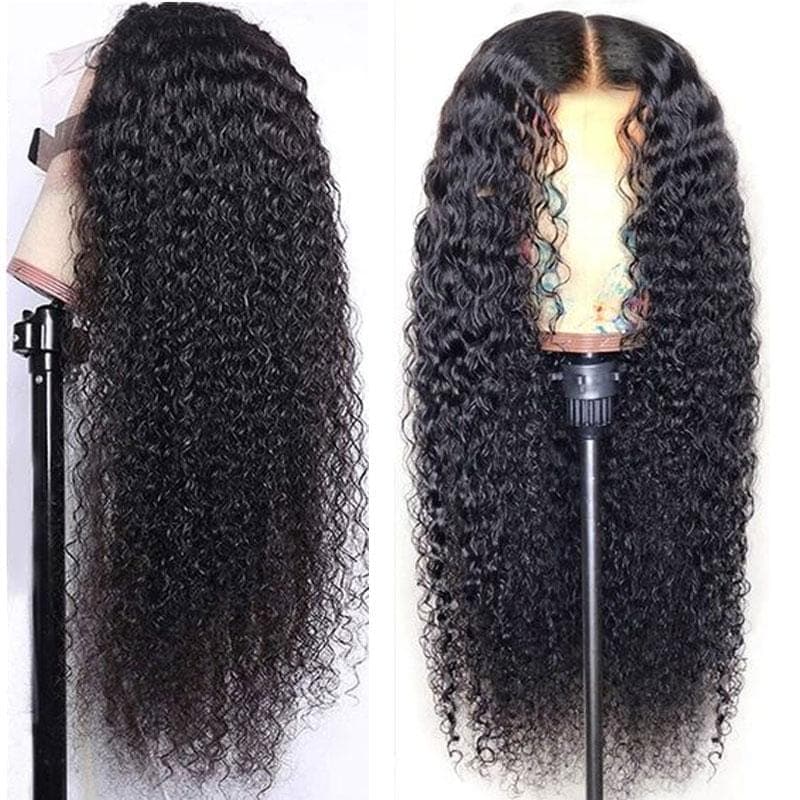 Urgirl Jerry Curly 4x4 Transparent Lace Closure Wigs Remy Human Hair Lace Wigs