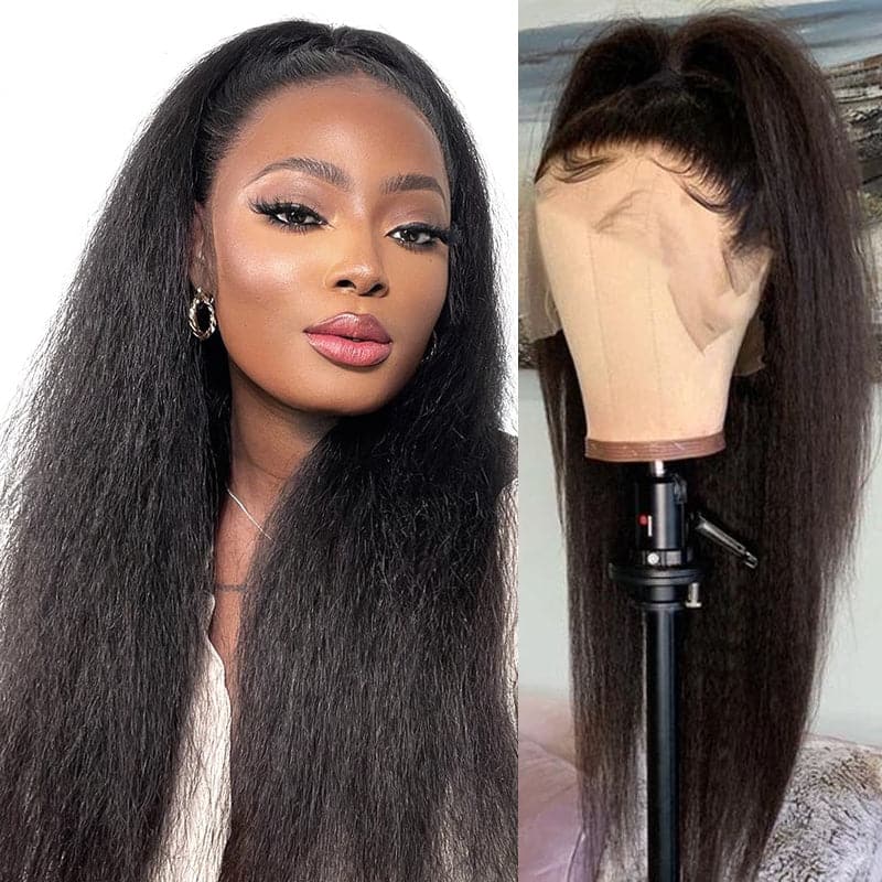 Limited Sale Urgirl Kinky Straight Wig Human Hair 180% Natural Density 13x4 Lace Front Wigs