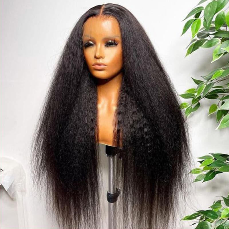 Urgirl Yaki Straight 5x5 HD Lace Closure Glueless Wig Kinky Straight Human Hair 180% Density