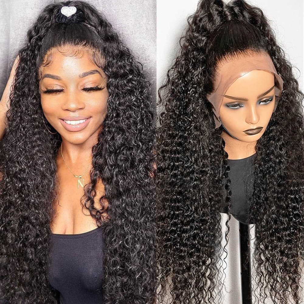Urgirl Transparent Lace Front Wig Jerry Curl Virgin Human Hair Natural Density Lace Wigs