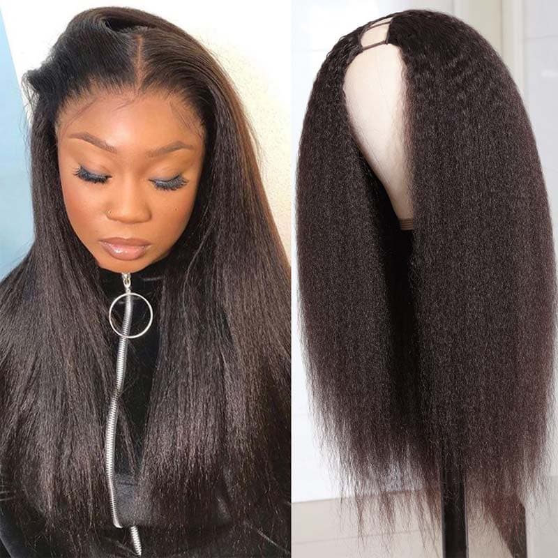 Urgirl YTber Recommend Kinky Straight Protective Upart Wigs Natural Looking Human Hair Wigs Effortless to Put On