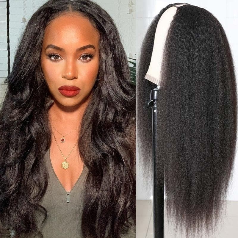 Urgirl YTber Recommend Kinky Straight Protective Upart Wigs Natural Looking Human Hair Wigs Effortless to Put On