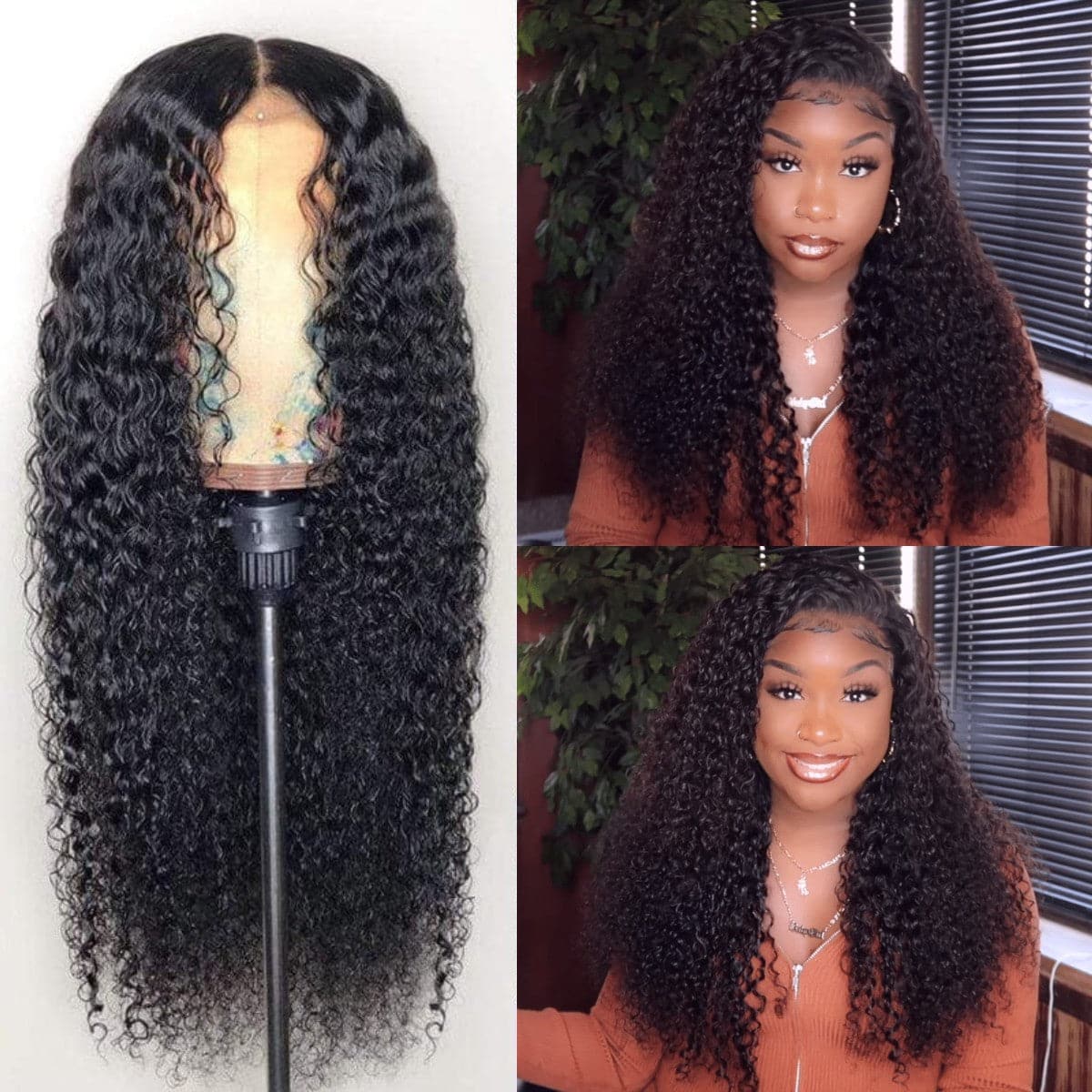 Urgirl Natural Color Long Lace Frontal Wigs Jerry Curly Virgin 150% Density Remy Virgin Human Hair 13*4 Wig