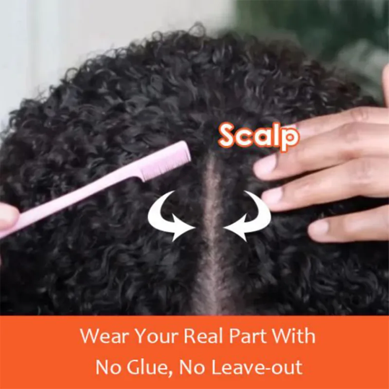 Urgirl Kinky Curly V Part Wigs Meets Real Scalp Beginner Friendly Natural Density Summer Wigs