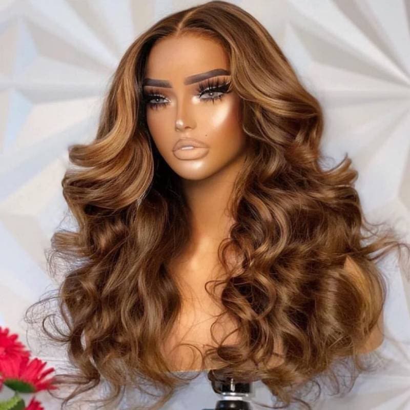 Urgirl Honey Blonde Highlight Body Wave 4x4 13x4 13x6 Transparent Lace Front Wigs