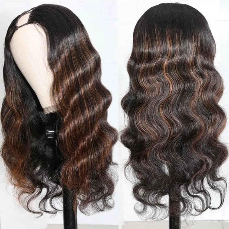 Urgirl YTber Recommend Body Wave Upart Wigs Mixed Dark Auburn Colored Scalp Protective Human Hair Wigs
