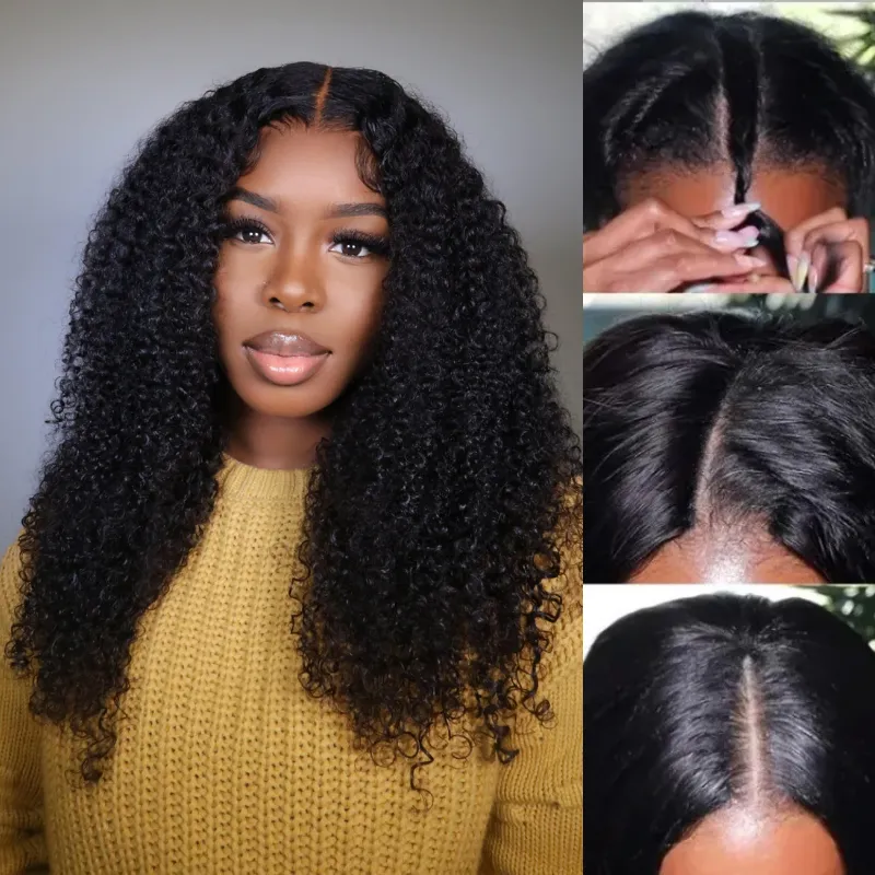 Urgirl Kinky Curly V Part Wigs Meets Real Scalp Beginner Friendly Natural Density Summer Wigs